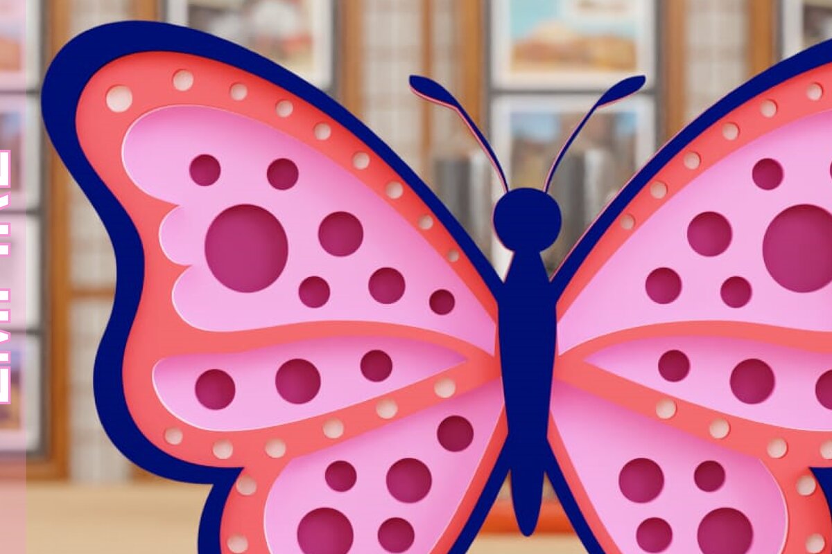 Σετ των 2 Intra απο ξύλο plywood 3mm-4mm πάχος 3D Butterfly Paper Cut Δίασταση 1200x1200 cm INTRAFABR-97001155