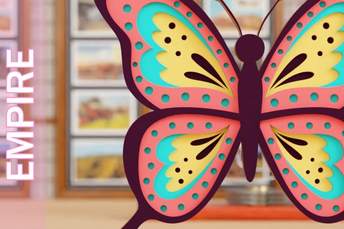 Σετ των 2 Intra απο ξύλο plywood 3mm-4mm πάχος 3D Butterfly Paper Cut Δίασταση 1200x1200 cm INTRAFABR-97001159