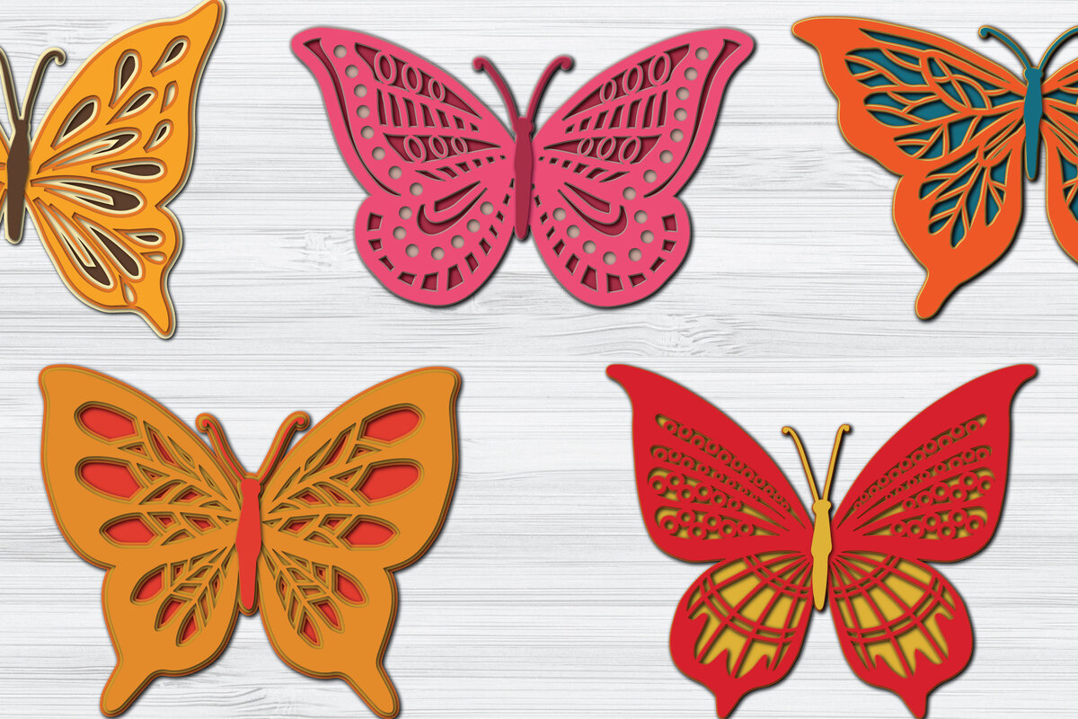 Σετ των 2 Intra απο ξύλο plywood 3mm-4mm πάχος Τρισδιάστατο Cut Paper Butterfly V.2 Δίασταση 1200x1200 cm INTRAFABR-21930150