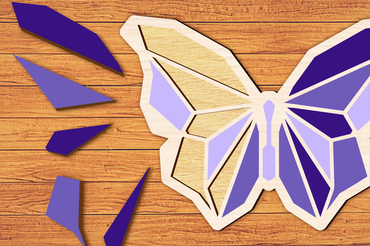 Intra απο ξύλο plywood 3mm-4mm πάχος 3D Butterfly Puzzle Cut  Δίασταση 30x20 cm INTRAFABR-98527326