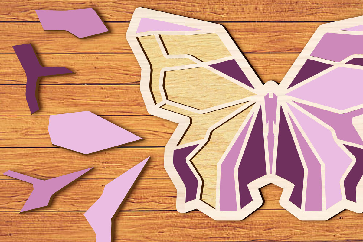 Intra απο ξύλο plywood 3mm-4mm πάχος 3D Butterfly Puzzle Cut  Δίασταση 30x20 cm INTRAFABR-98527353