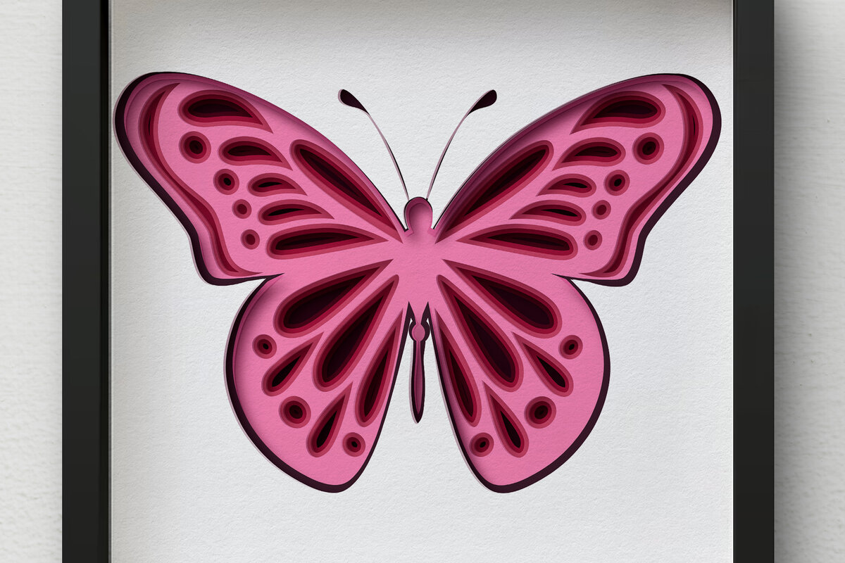 Intra απο ξύλο plywood 3mm-4mm πάχος 3D Butterfly Shadow Box , Papercut Δίασταση 30x30 cm INTRAFABR-75622155
