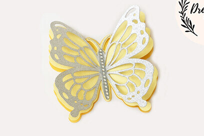 Σετ των 2 Intra απο ξύλο plywood 3mm-4mm πάχος 3D Butterfly - Layered Butterfly Δίασταση 15x15 cm INTRAFABR-96615354