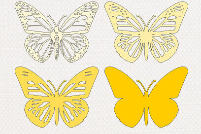 Σετ των 2 Intra απο ξύλο plywood 3mm-4mm πάχος 3D Butterfly - Layered Butterfly Δίασταση 15x15 cm INTRAFABR-96612181