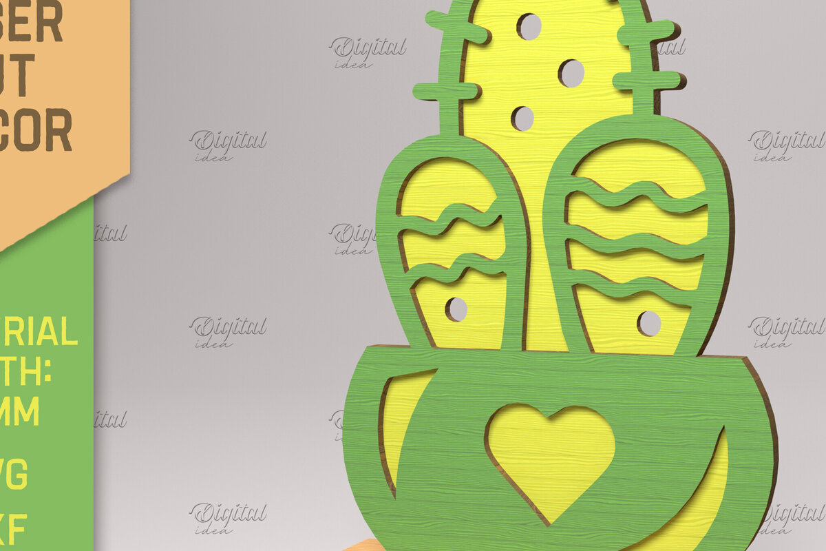 Intra απο ξύλο plywood 3mm-4mm πάχος 3D Cactus Stand . Χυμώδεις Δίασταση 30x20 cm INTRAFABR-83506070