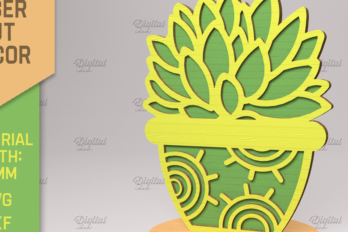 Intra απο ξύλο plywood 3mm-4mm πάχος 3D Cactus Stand . Χυμώδεις Δίασταση 30x20 cm INTRAFABR-83506195