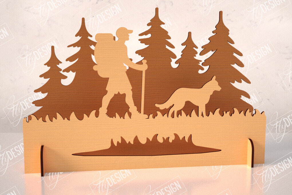 Σετ των 2 Intra απο ξύλο plywood 3mm-4mm πάχος 3D Camping Scene |Adventure Vibe| Πεζοπορία Δίασταση 30x20 cm INTRAFABR-114250014