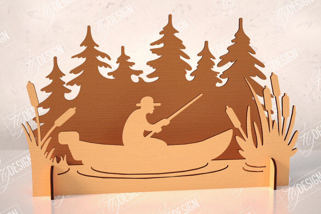 Σετ των 2 Intra απο ξύλο plywood 3mm-4mm πάχος 3D Camping Scene |Adventure Vibe| Πεζοπορία Δίασταση 30x20 cm INTRAFABR-114250028