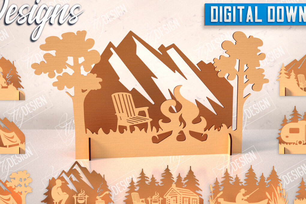 Intra απο ξύλο plywood 3mm-4mm πάχος 3D σκηνής κάμπινγκ | Adventure Vibe Δίασταση 30x20 cm INTRAFABR-114250286