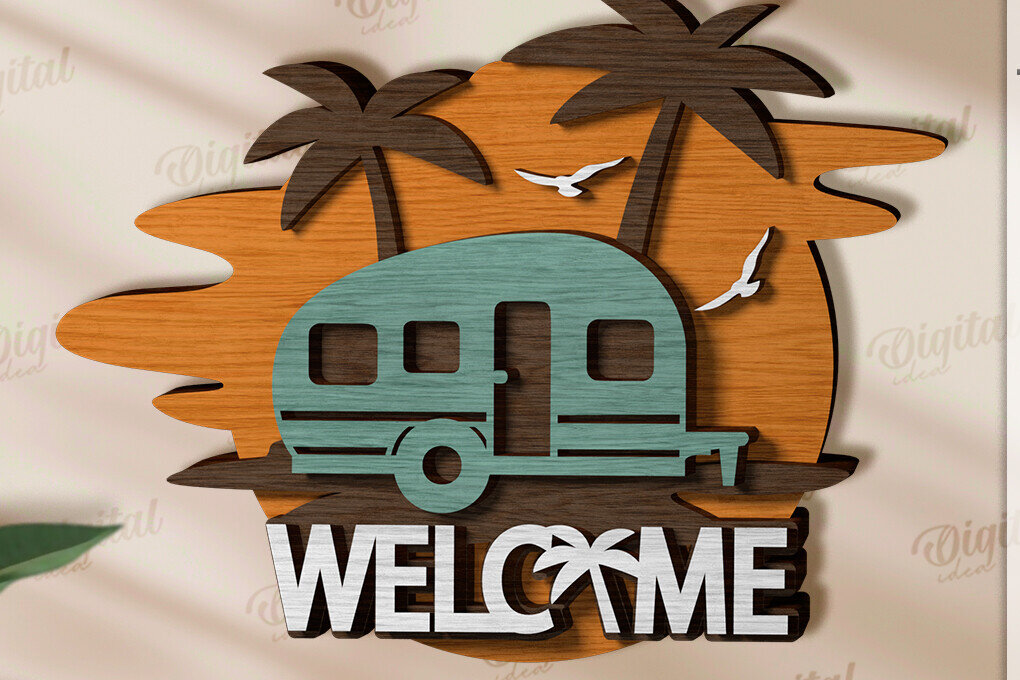 Intra απο ξύλο plywood 3mm-4mm πάχος 3D Κάμπινγκ Ταξιδιωτική Διακόσμηση Τοίχων Δίασταση 30x20 cm INTRAFABR-120643444