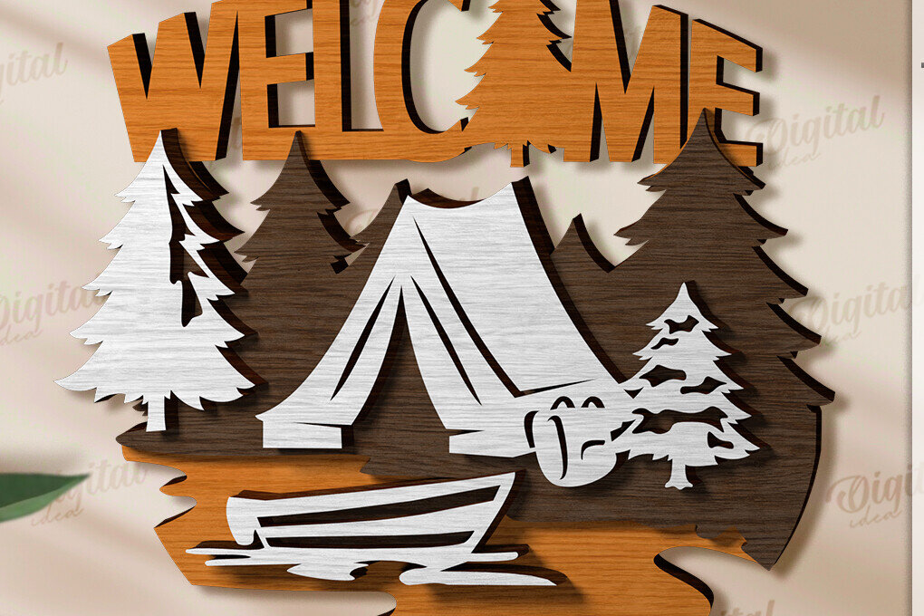 Intra απο ξύλο plywood 3mm-4mm πάχος 3D Κάμπινγκ Ταξιδιωτική Διακόσμηση Τοίχων Δίασταση 30x20 cm INTRAFABR-120643320