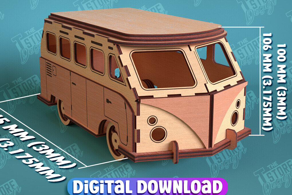 Σετ των 2 Intra απο ξύλο plywood 3mm-4mm πάχος 3D παζλ μοντέλου αυτοκινήτου | DIY μοντέλο αυτοκινήτου | CNC Δίασταση 20x20 cm INTRAFABR-96464736