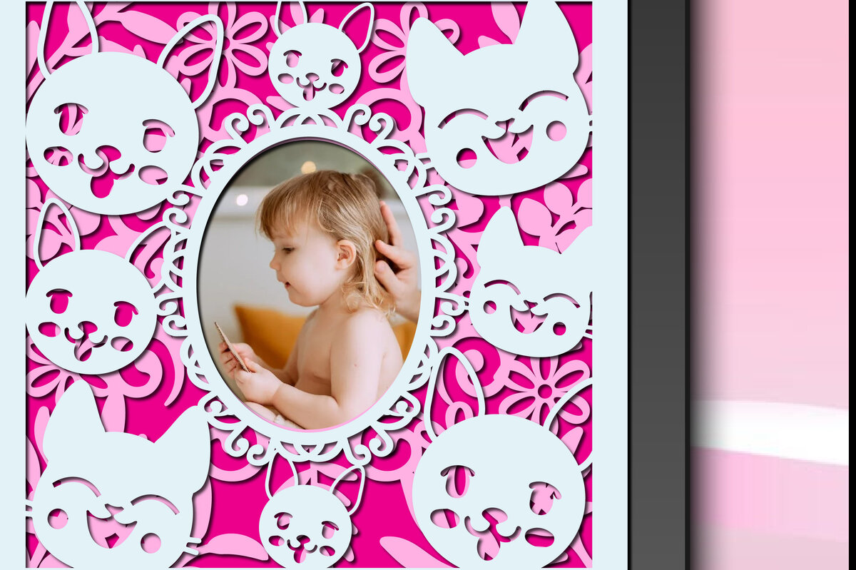 Intra απο ξύλο plywood 3mm-4mm πάχος Τρισδιάστατη κορνίζα για μωρό γάτα Δίασταση 20x30 cm INTRAFABR-66889445