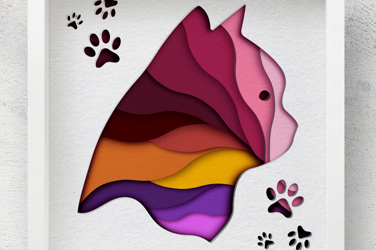 Intra απο ξύλο plywood 3mm-4mm πάχος 3D Cat , Paper Cut Shadow Box Δίασταση 30x30 cm INTRAFABR-58448389