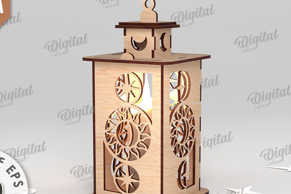 Σετ των 2 Intra απο ξύλο plywood 3mm-4mm πάχος 3D Celestial Lantern Δίασταση 30x20 cm INTRAFABR-110838684