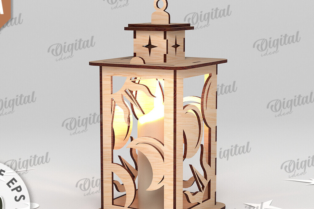 Σετ των 2 Intra απο ξύλο plywood 3mm-4mm πάχος 3D Celestial Lantern Δίασταση 30x20 cm INTRAFABR-110838718