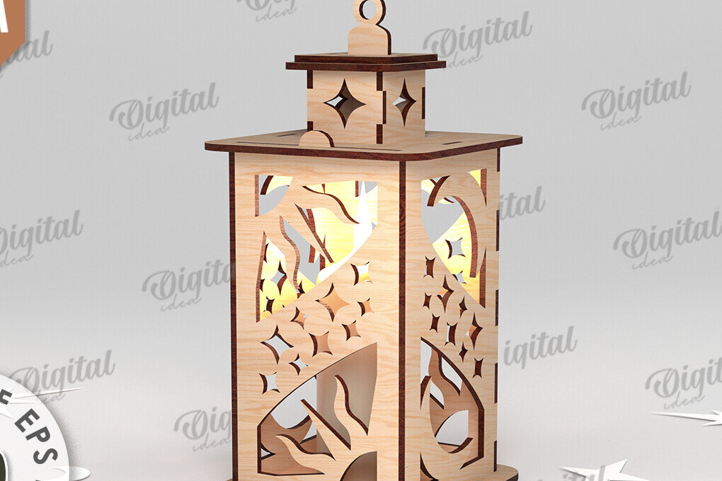 Σετ των 2 Intra απο ξύλο plywood 3mm-4mm πάχος 3D Celestial Lantern Δίασταση 30x20 cm INTRAFABR-110839044