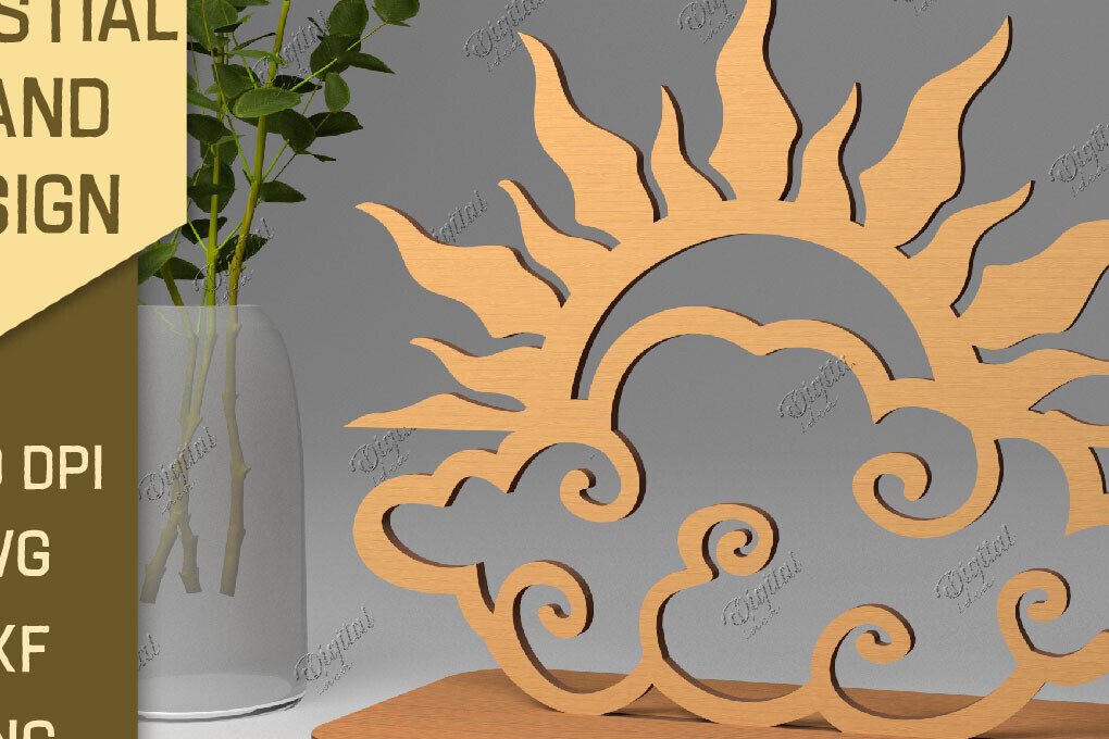 Intra απο ξύλο plywood 3mm-4mm πάχος Τρισδιάστατη Ουράνια Βάση. Λέιζερ Ήλιου και Σελήνης Δίασταση 30x20 cm INTRAFABR-86714584