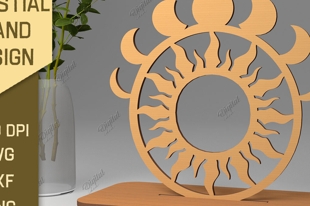 Intra απο ξύλο plywood 3mm-4mm πάχος Τρισδιάστατη Ουράνια Βάση. Λέιζερ Ήλιου και Σελήνης Δίασταση 30x20 cm INTRAFABR-86713366