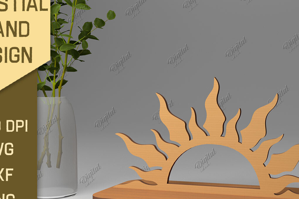 Intra απο ξύλο plywood 3mm-4mm πάχος Τρισδιάστατη Ουράνια Βάση. Λέιζερ Ήλιου και Σελήνης Δίασταση 30x20 cm INTRAFABR-86713494