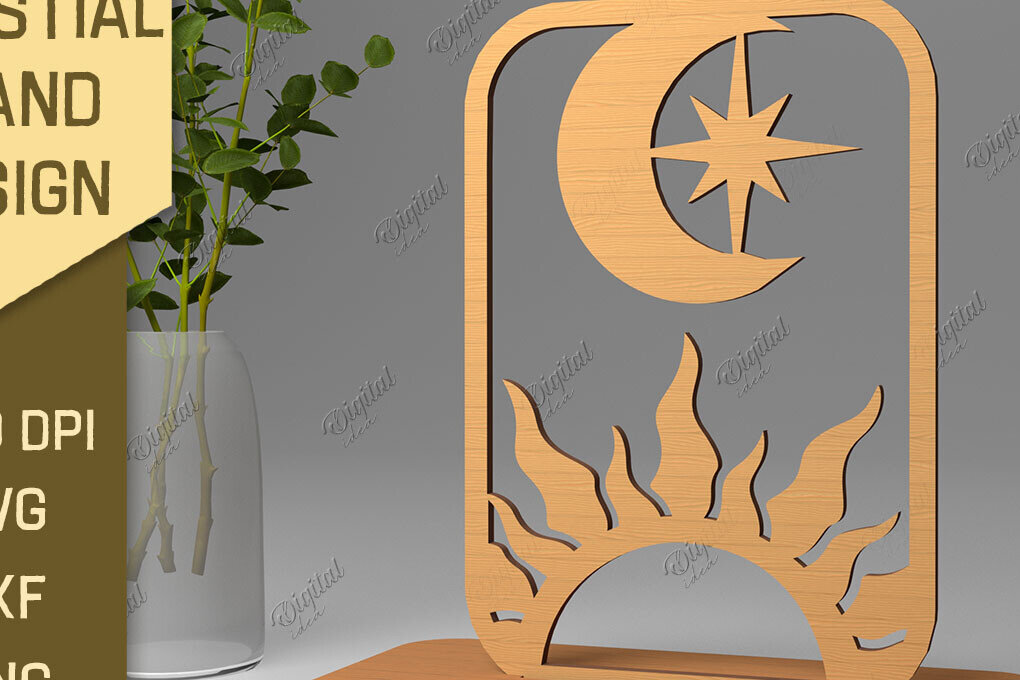 Intra απο ξύλο plywood 3mm-4mm πάχος Τρισδιάστατη Ουράνια Βάση. Λέιζερ Ήλιου και Σελήνης Δίασταση 30x20 cm INTRAFABR-86713603