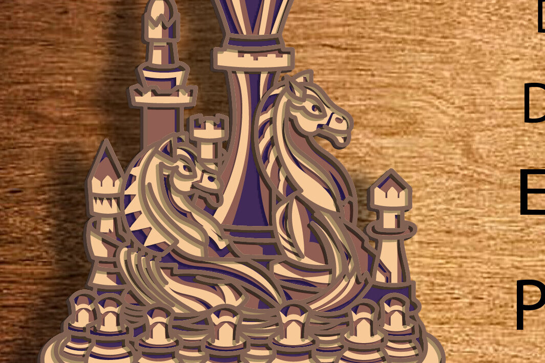 Intra απο ξύλο plywood 3mm-4mm πάχος 3D Chess //Πολυεπίπεδο /Λέιζερ Δίασταση 30x20 cm INTRAFABR-80682263