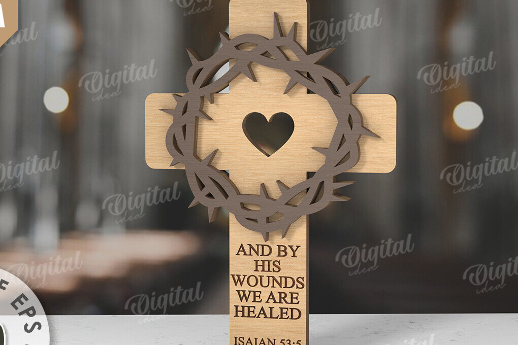 Intra απο ξύλο plywood 3mm-4mm πάχος 3D Christian Cross Cut  Δίασταση 30x20 cm INTRAFABR-118835791