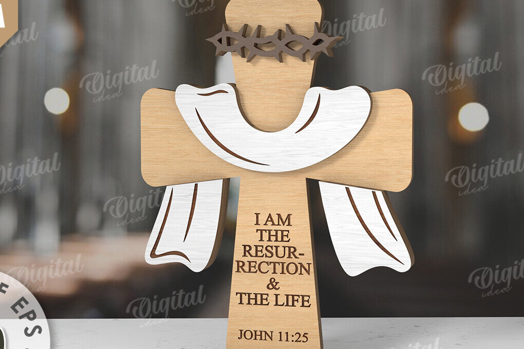 Intra απο ξύλο plywood 3mm-4mm πάχος 3D Christian Cross Cut  Δίασταση 30x20 cm INTRAFABR-118835900