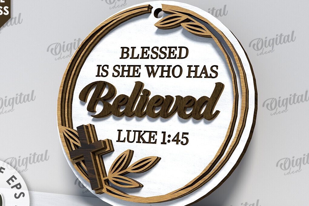 Intra απο ξύλο plywood 3mm-4mm πάχος Τρισδιάστατη χριστιανική στρογγυλή πινακίδα Δίασταση 30x20 cm INTRAFABR-116201972