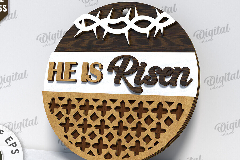 Intra απο ξύλο plywood 3mm-4mm πάχος Τρισδιάστατη χριστιανική στρογγυλή πινακίδα Δίασταση 30x20 cm INTRAFABR-116201321