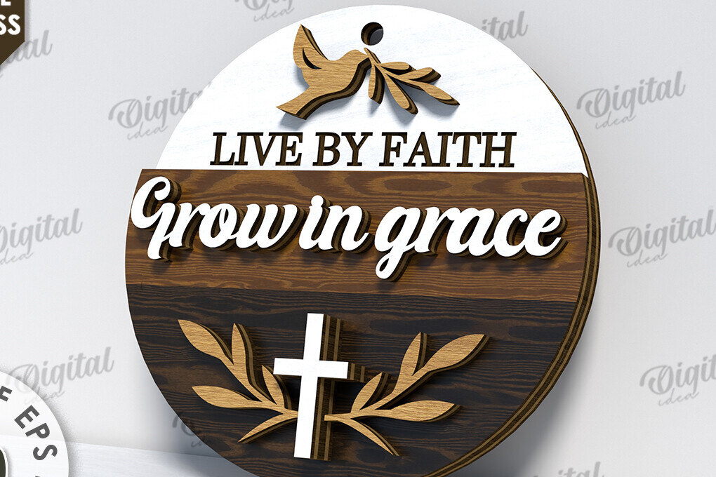 Intra απο ξύλο plywood 3mm-4mm πάχος Τρισδιάστατη χριστιανική στρογγυλή πινακίδα Δίασταση 30x20 cm INTRAFABR-116201831