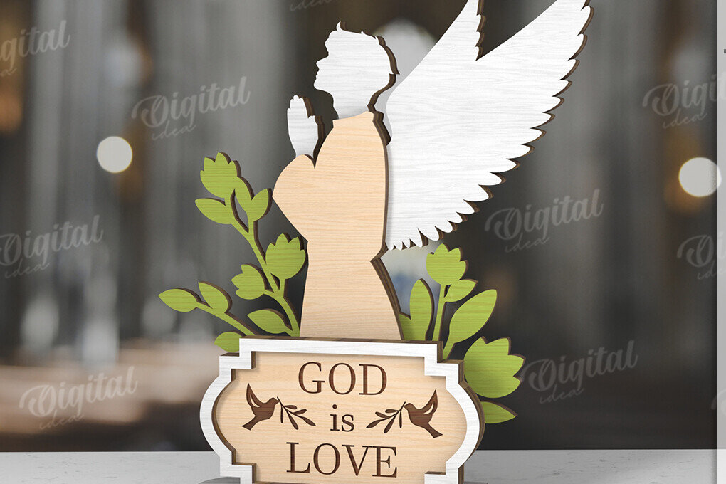 Intra απο ξύλο plywood 3mm-4mm πάχος 3D Χριστιανική όρθια διακόσμηση με λέιζερ Δίασταση 30x20 cm INTRAFABR-119722560