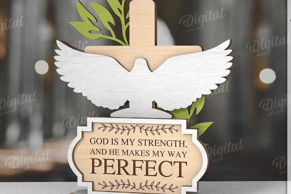 Intra απο ξύλο plywood 3mm-4mm πάχος 3D Χριστιανική όρθια διακόσμηση με λέιζερ Δίασταση 30x20 cm INTRAFABR-119722478