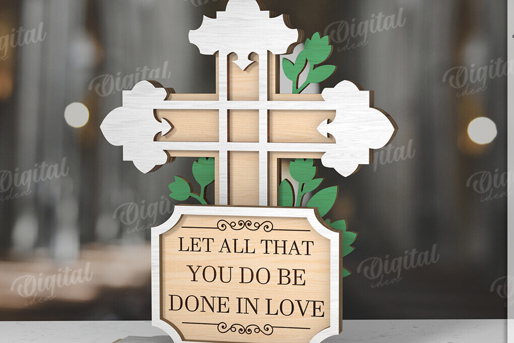 Intra απο ξύλο plywood 3mm-4mm πάχος 3D Χριστιανική όρθια διακόσμηση με λέιζερ Δίασταση 30x20 cm INTRAFABR-119722194