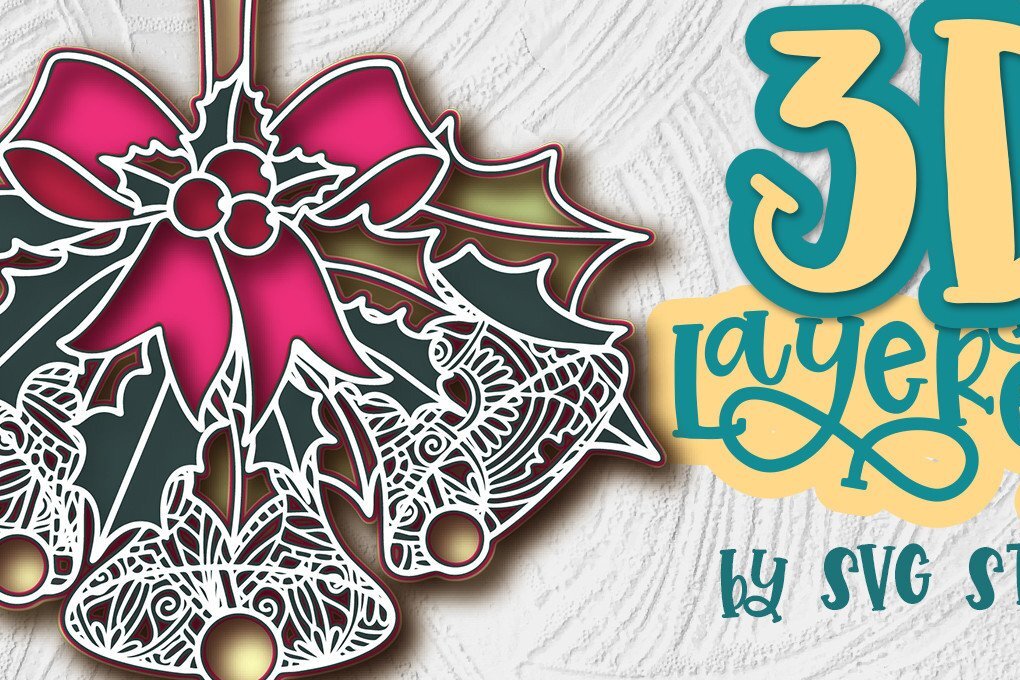 Σετ των 2 Intra απο ξύλο plywood 3mm-4mm πάχος 3D Christmas Bells Layered Design Δίασταση 15x15 cm INTRAFABR-35578778