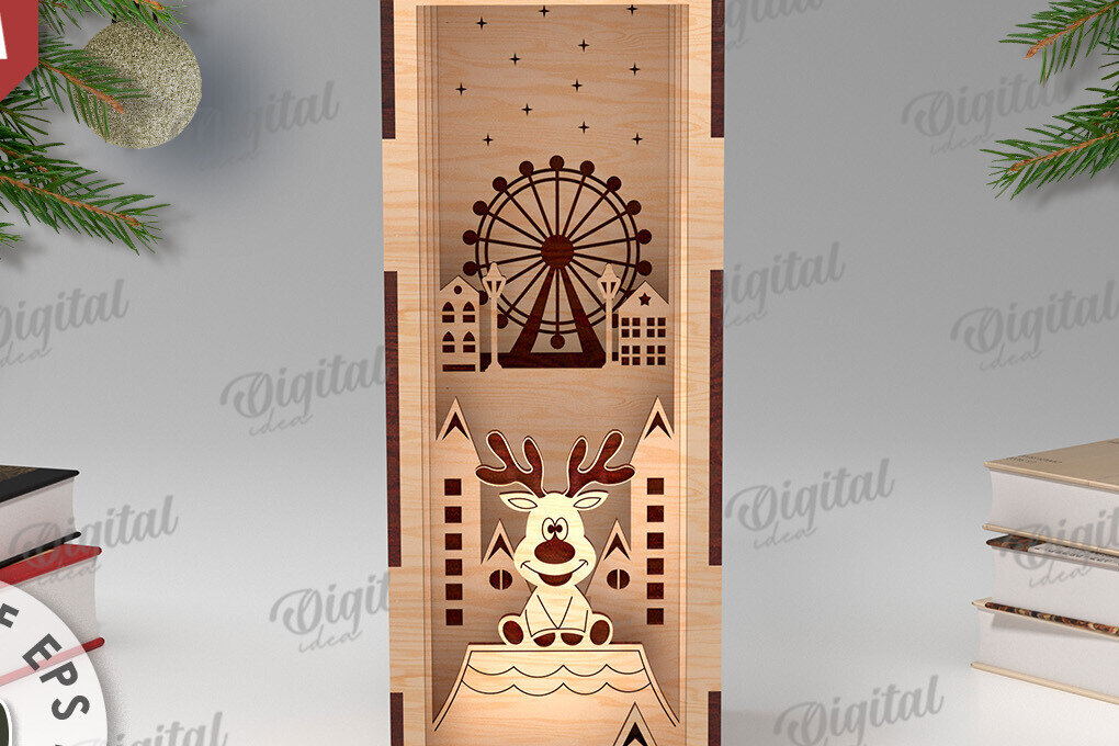 Σετ των 2 Intra απο ξύλο plywood 3mm-4mm πάχος Τρισδιάστατο χριστουγεννιάτικο βιβλίο Nook design Δίασταση 15x15 cm INTRAFABR-108452671