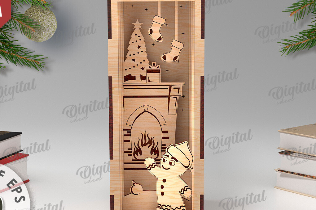 Σετ των 2 Intra απο ξύλο plywood 3mm-4mm πάχος Τρισδιάστατο χριστουγεννιάτικο βιβλίο Nook design Δίασταση 15x15 cm INTRAFABR-108452706