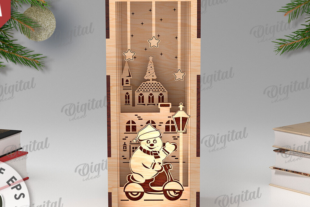 Σετ των 2 Intra απο ξύλο plywood 3mm-4mm πάχος Τρισδιάστατο χριστουγεννιάτικο βιβλίο Nook design Δίασταση 15x15 cm INTRAFABR-108452752