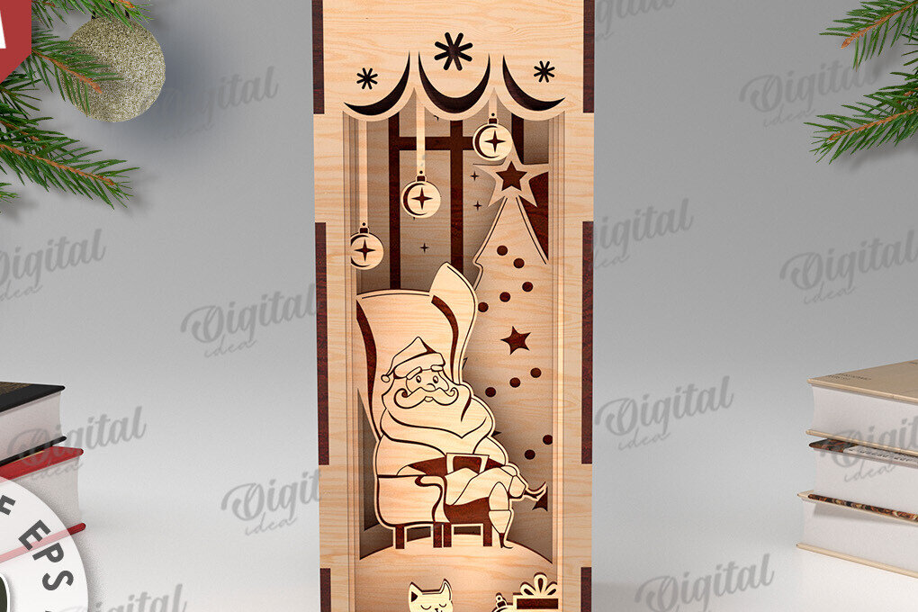 Σετ των 2 Intra απο ξύλο plywood 3mm-4mm πάχος Τρισδιάστατο χριστουγεννιάτικο βιβλίο Nook design Δίασταση 15x15 cm INTRAFABR-108452547