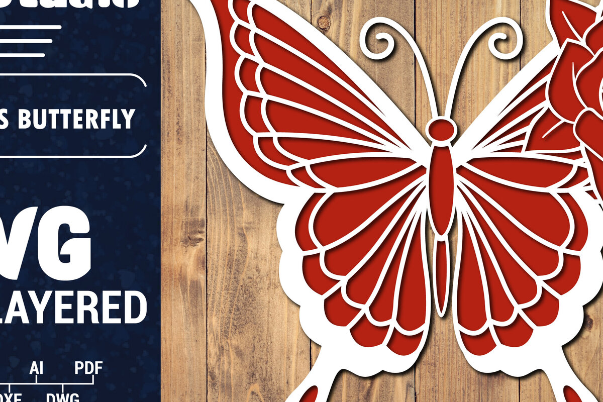 Σετ των 2 Intra απο ξύλο plywood 3mm-4mm πάχος Τρισδιάστατο Χριστουγεννιάτικου Πεταλούδας Papercut Δίασταση 15x15 cm INTRAFABR-86685660