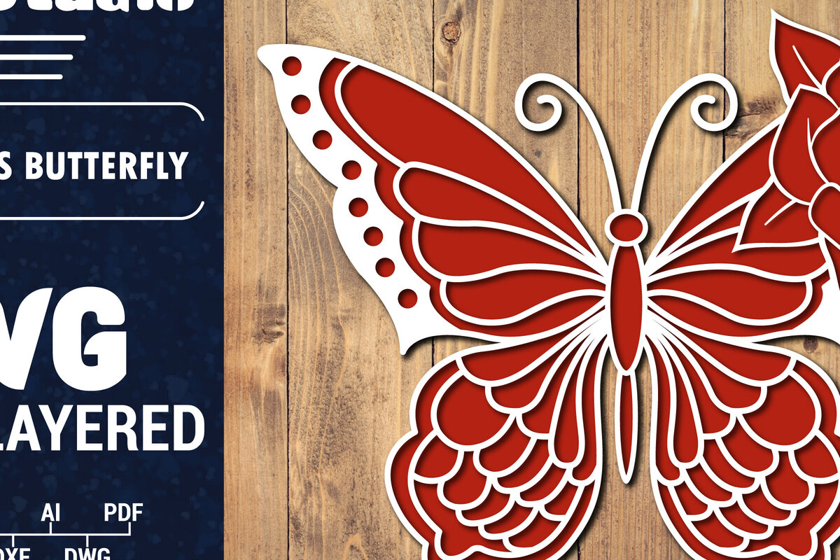 Σετ των 2 Intra απο ξύλο plywood 3mm-4mm πάχος Τρισδιάστατο Χριστουγεννιάτικου Πεταλούδας Papercut Δίασταση 15x15 cm INTRAFABR-86685663