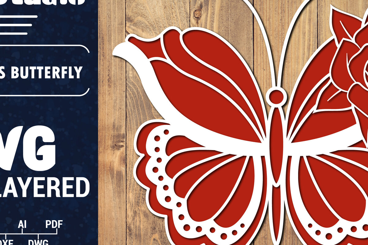 Σετ των 2 Intra απο ξύλο plywood 3mm-4mm πάχος Τρισδιάστατο Χριστουγεννιάτικου Πεταλούδας Papercut Δίασταση 15x15 cm INTRAFABR-86685666