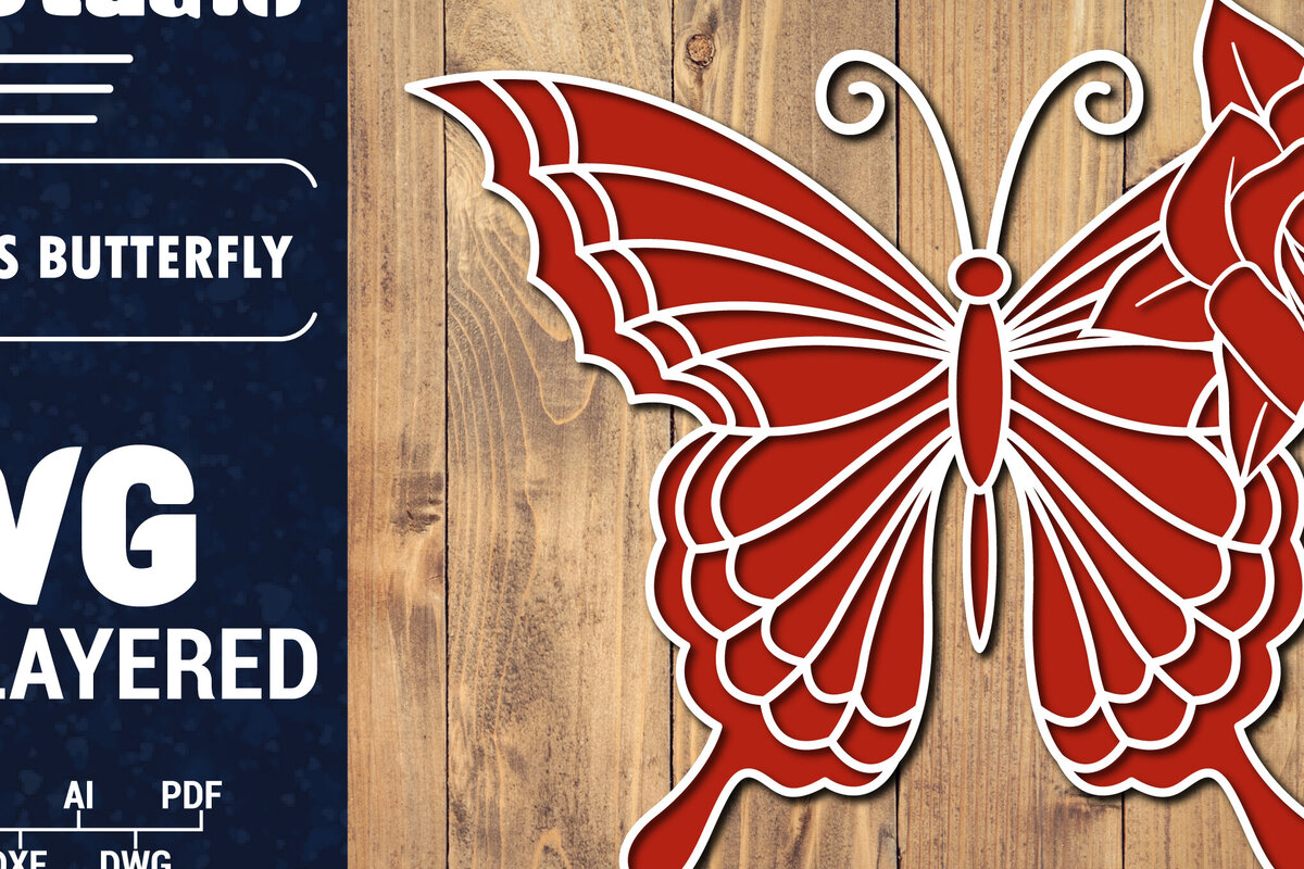 Σετ των 2 Intra απο ξύλο plywood 3mm-4mm πάχος Τρισδιάστατο Χριστουγεννιάτικου Πεταλούδας Papercut Δίασταση 15x15 cm INTRAFABR-86685672