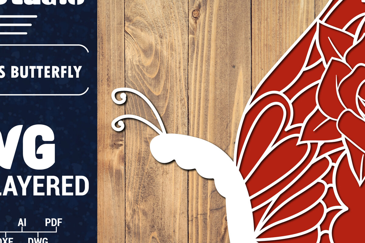 Σετ των 2 Intra απο ξύλο plywood 3mm-4mm πάχος Τρισδιάστατο Χριστουγεννιάτικου Πεταλούδας Papercut Δίασταση 15x15 cm INTRAFABR-86685678