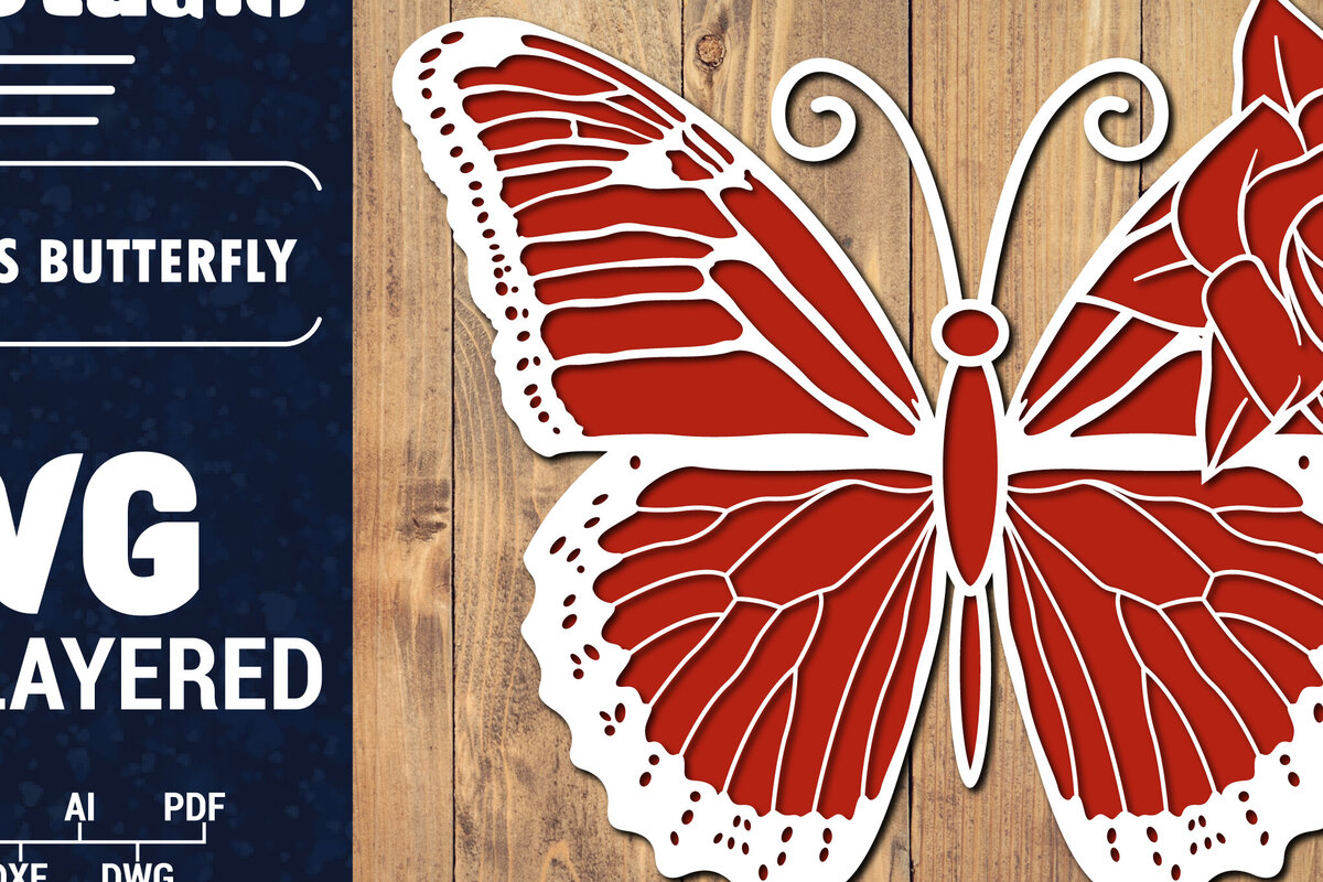 Σετ των 2 Intra απο ξύλο plywood 3mm-4mm πάχος Τρισδιάστατο Χριστουγεννιάτικου Πεταλούδας Papercut Δίασταση 15x15 cm INTRAFABR-86685692