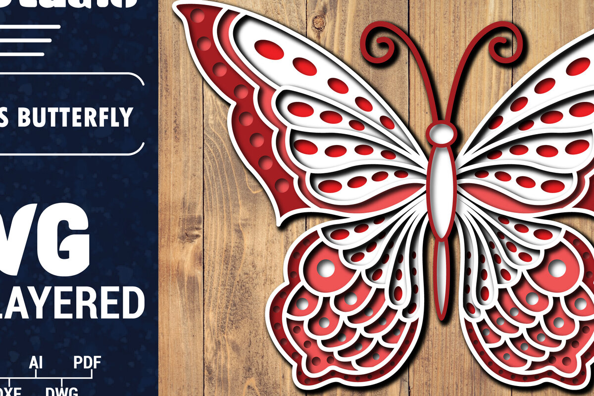 Σετ των 2 Intra απο ξύλο plywood 3mm-4mm πάχος Τρισδιάστατο Χριστουγεννιάτικου Πεταλούδας Papercut Δίασταση 15x15 cm INTRAFABR-86806808