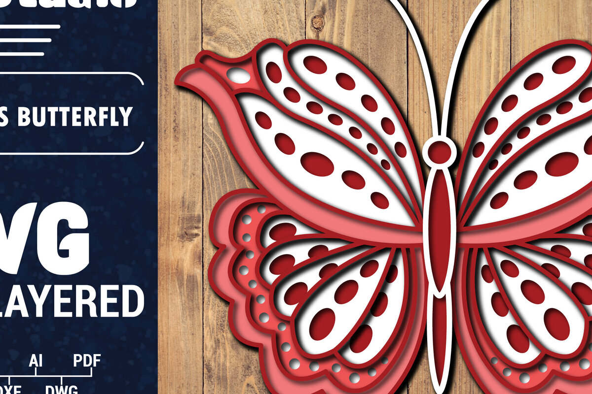 Σετ των 2 Intra απο ξύλο plywood 3mm-4mm πάχος Τρισδιάστατο Χριστουγεννιάτικου Πεταλούδας Papercut Δίασταση 15x15 cm INTRAFABR-86806811