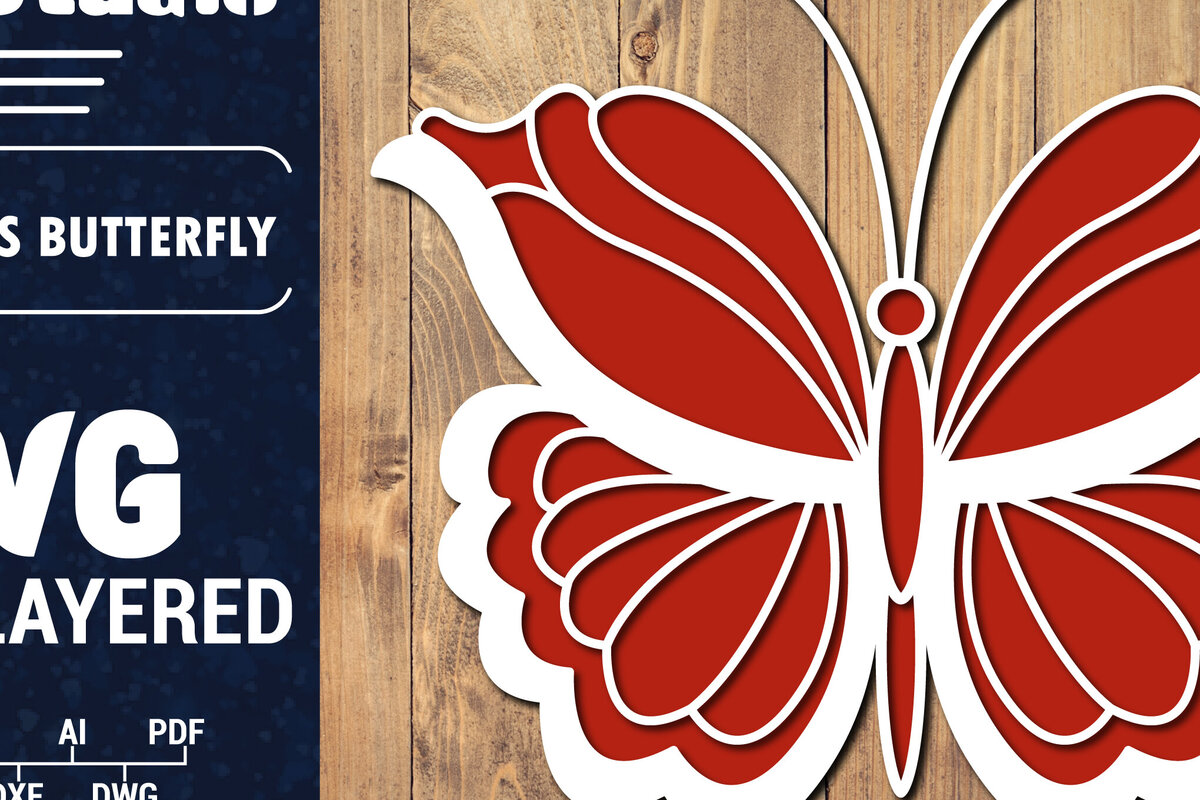 Σετ των 2 Intra απο ξύλο plywood 3mm-4mm πάχος Τρισδιάστατο Χριστουγεννιάτικου Πεταλούδας Papercut Δίασταση 15x15 cm INTRAFABR-86621289