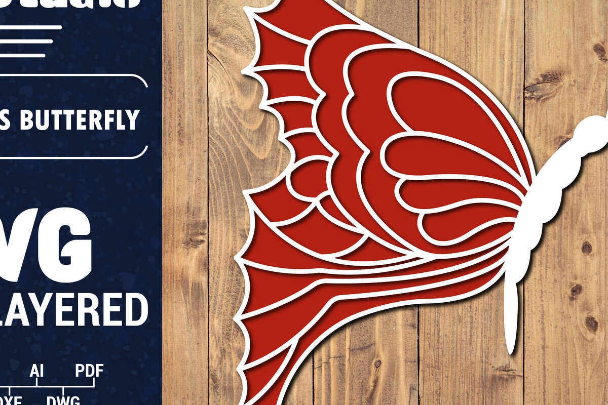 Σετ των 2 Intra απο ξύλο plywood 3mm-4mm πάχος Τρισδιάστατο Χριστουγεννιάτικου Πεταλούδας Papercut Δίασταση 15x15 cm INTRAFABR-86621290