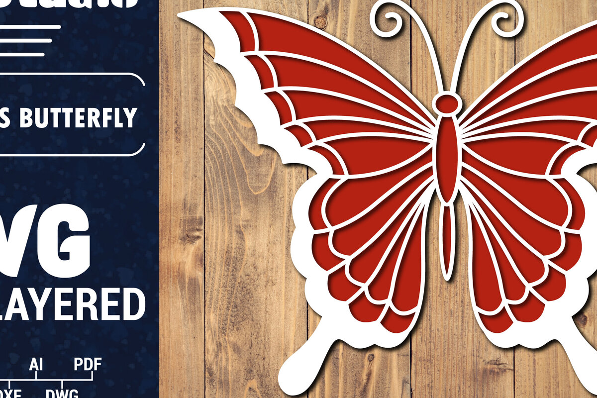 Σετ των 2 Intra απο ξύλο plywood 3mm-4mm πάχος Τρισδιάστατο Χριστουγεννιάτικου Πεταλούδας Papercut Δίασταση 15x15 cm INTRAFABR-86621296